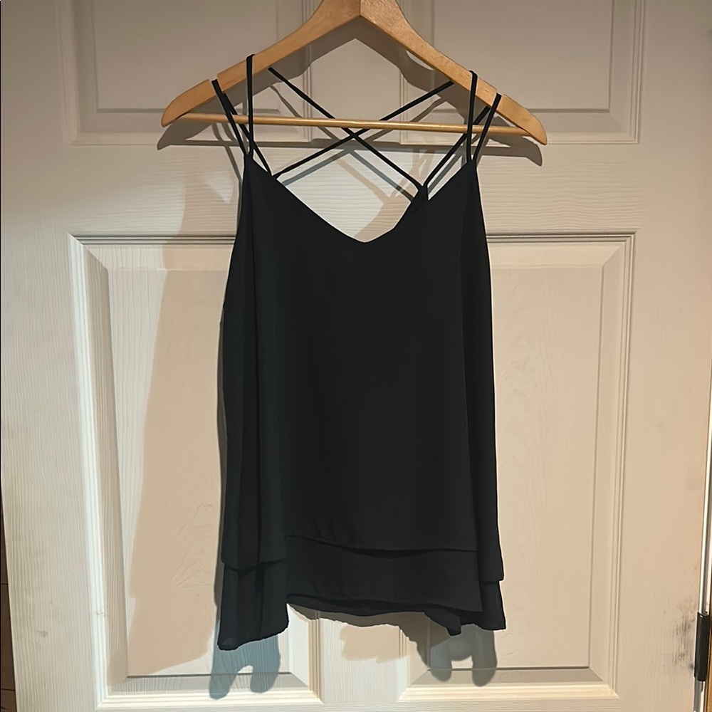 Black Asymmetrical Sleeveless Camisole